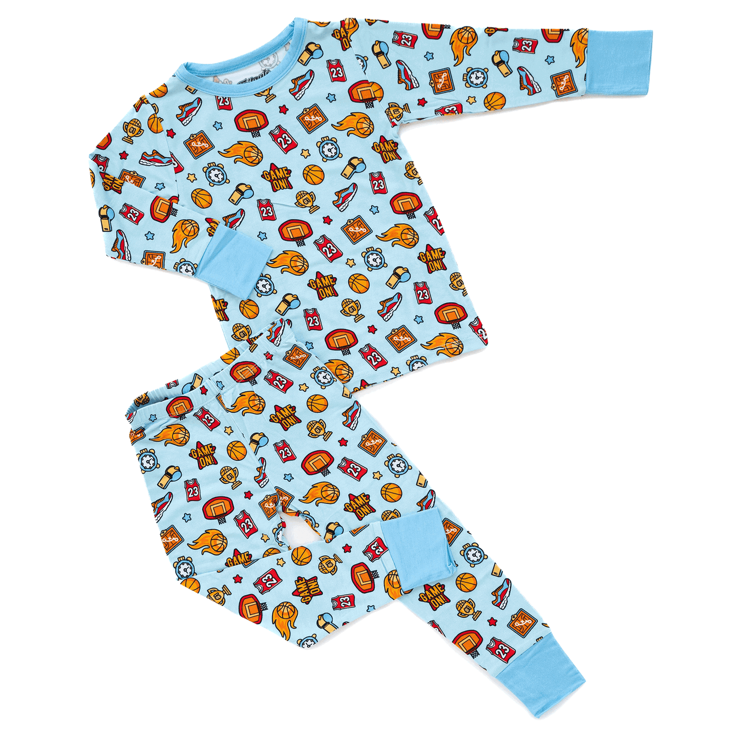 Basketball Two-Piece Pajama Set Bamboo Fabric Kids Sleepwear