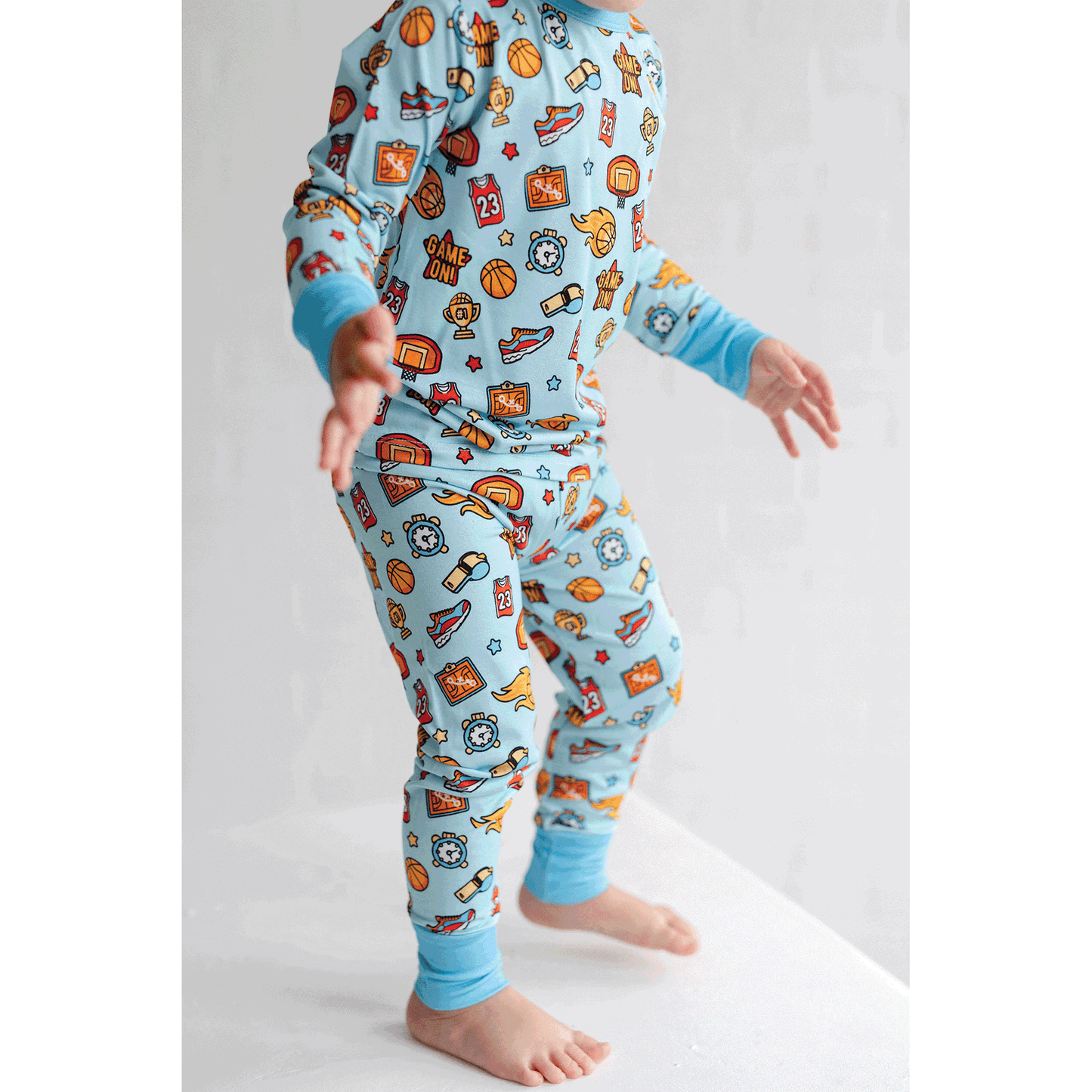 Basketball Two-Piece Pajama Set Bamboo Fabric Kids Sleepwear