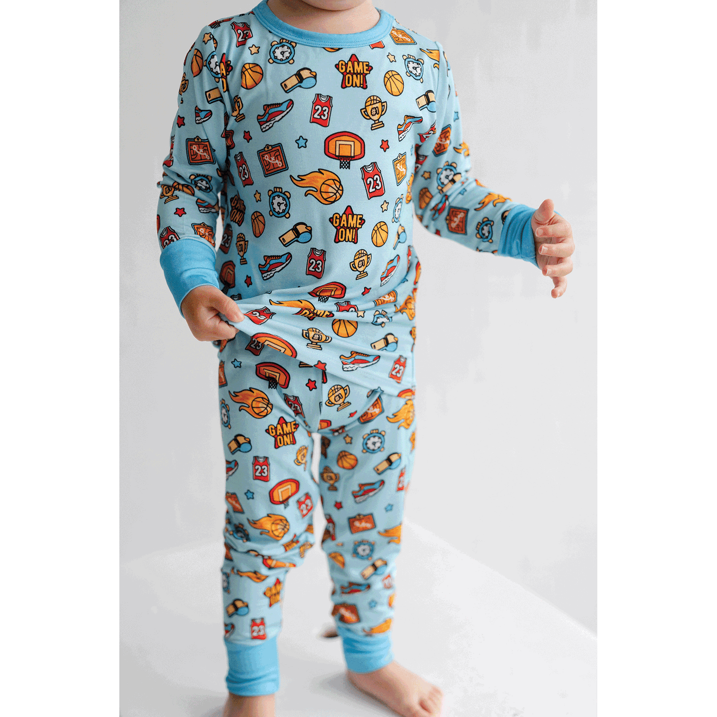 Basketball Two-Piece Pajama Set Bamboo Fabric Kids Sleepwear