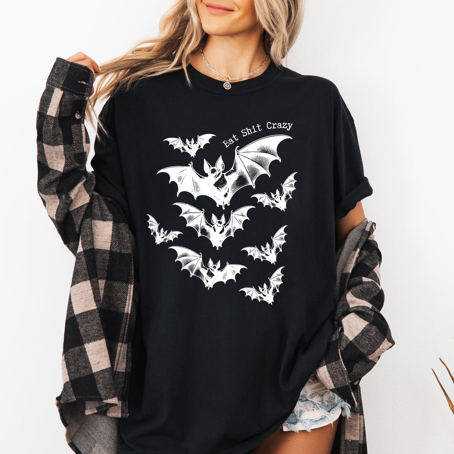 Bat Shit Crazy, Funny, Vulgar, Dirty, Halloween, Bats, Spooky, Witch Shirt Comfort Colors T-Shirt