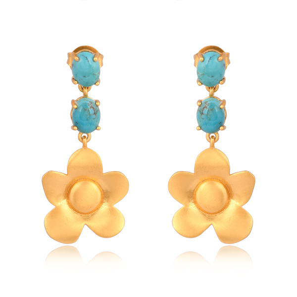Beachside Bloom Drop Earrings - Turquoise