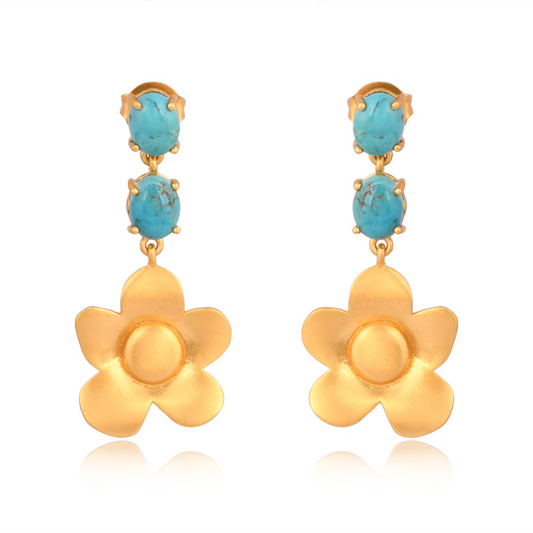 Beachside Bloom Drop Earrings - Turquoise