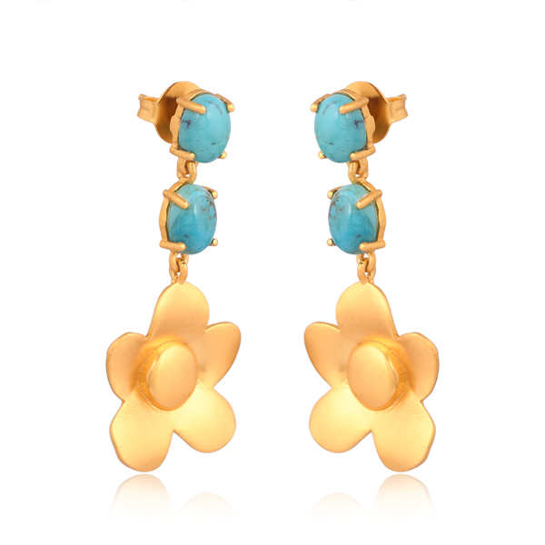Beachside Bloom Drop Earrings - Turquoise
