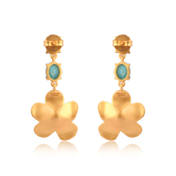 Beachside Bloom Drop Earrings - Turquoise