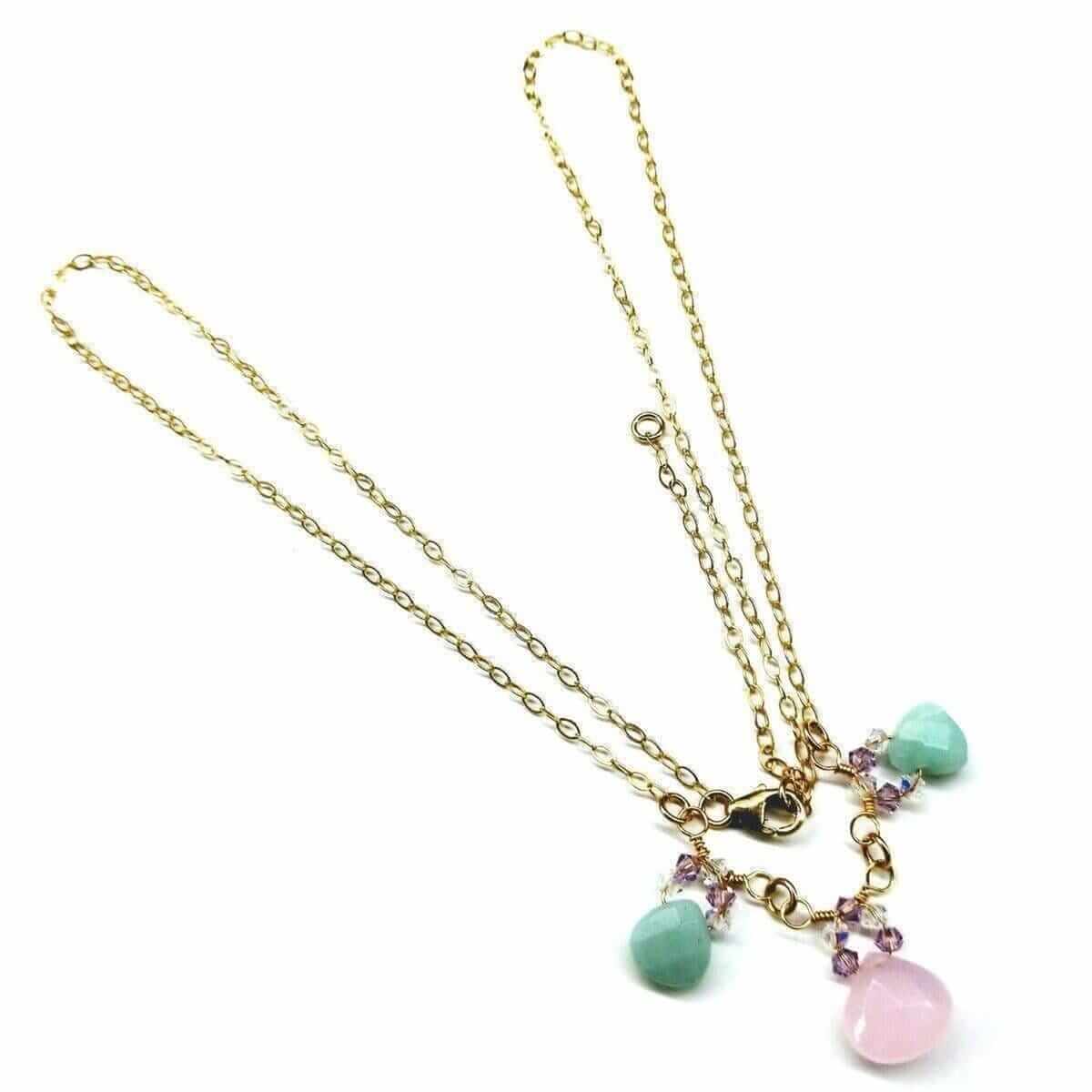Light Pink and Mint Chalcedony 14 Kt Gold Filled Necklace Alexa Martha Designs