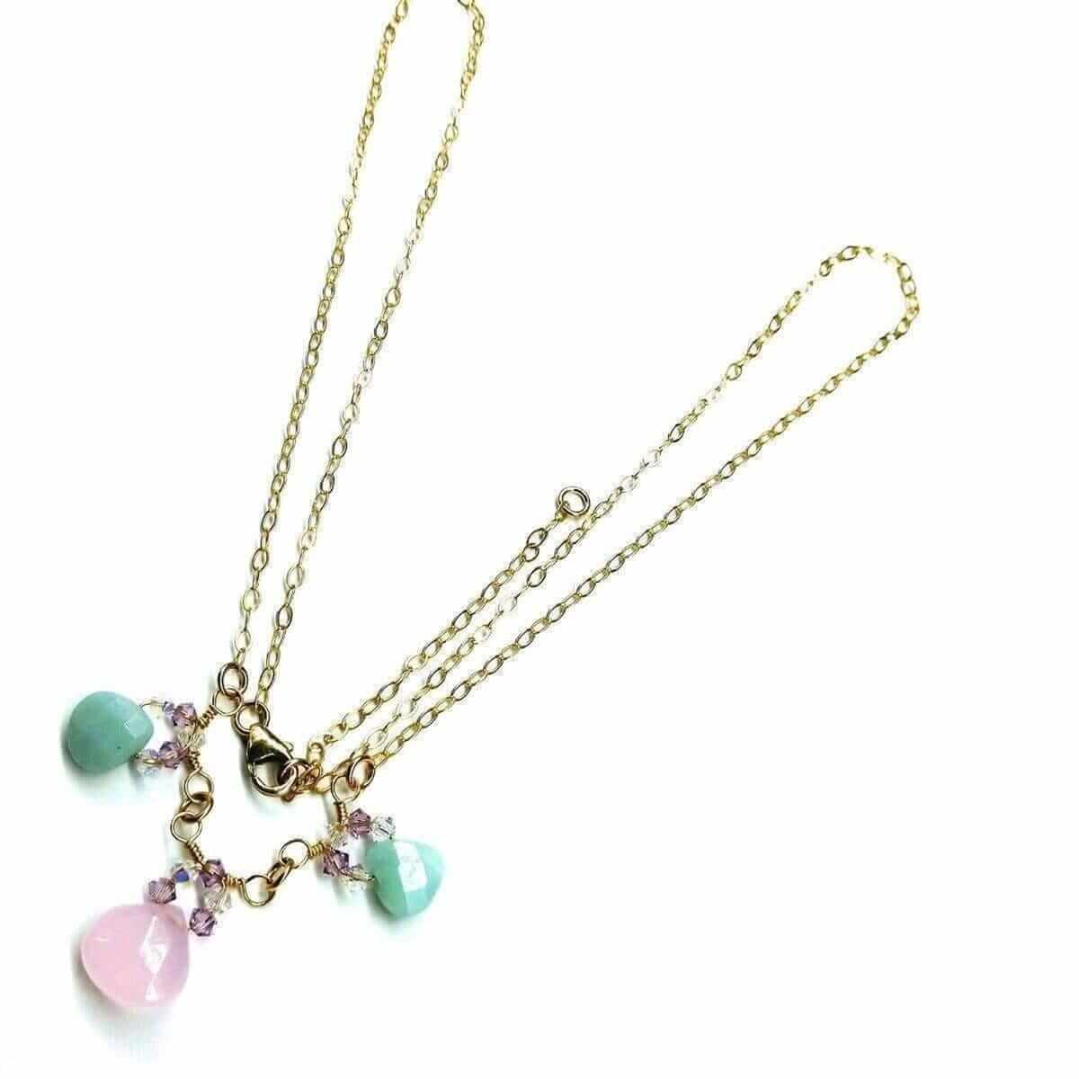 Light Pink and Mint Chalcedony 14 Kt Gold Filled Necklace Alexa Martha Designs