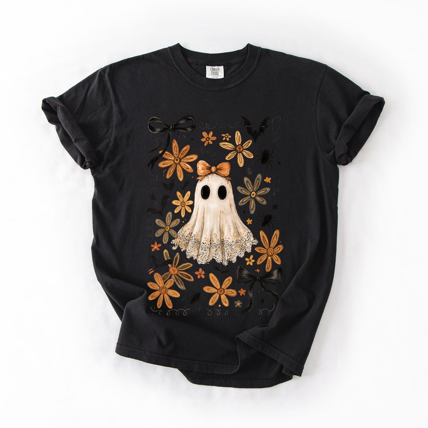 Beautiful Halloween, Bows, Bats, Flowers, Comfort Colors T-Shirt