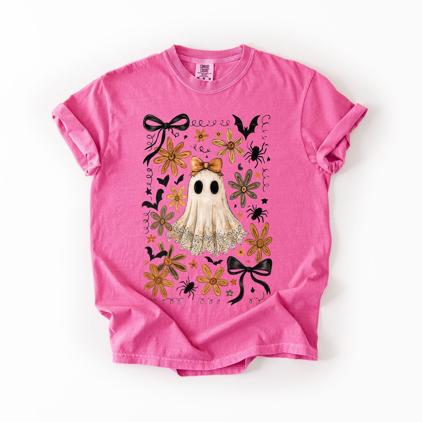 Beautiful Halloween, Bows, Bats, Flowers, Comfort Colors T-Shirt