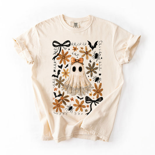 Beautiful Halloween, Bows, Bats, Flowers, Comfort Colors T-Shirt