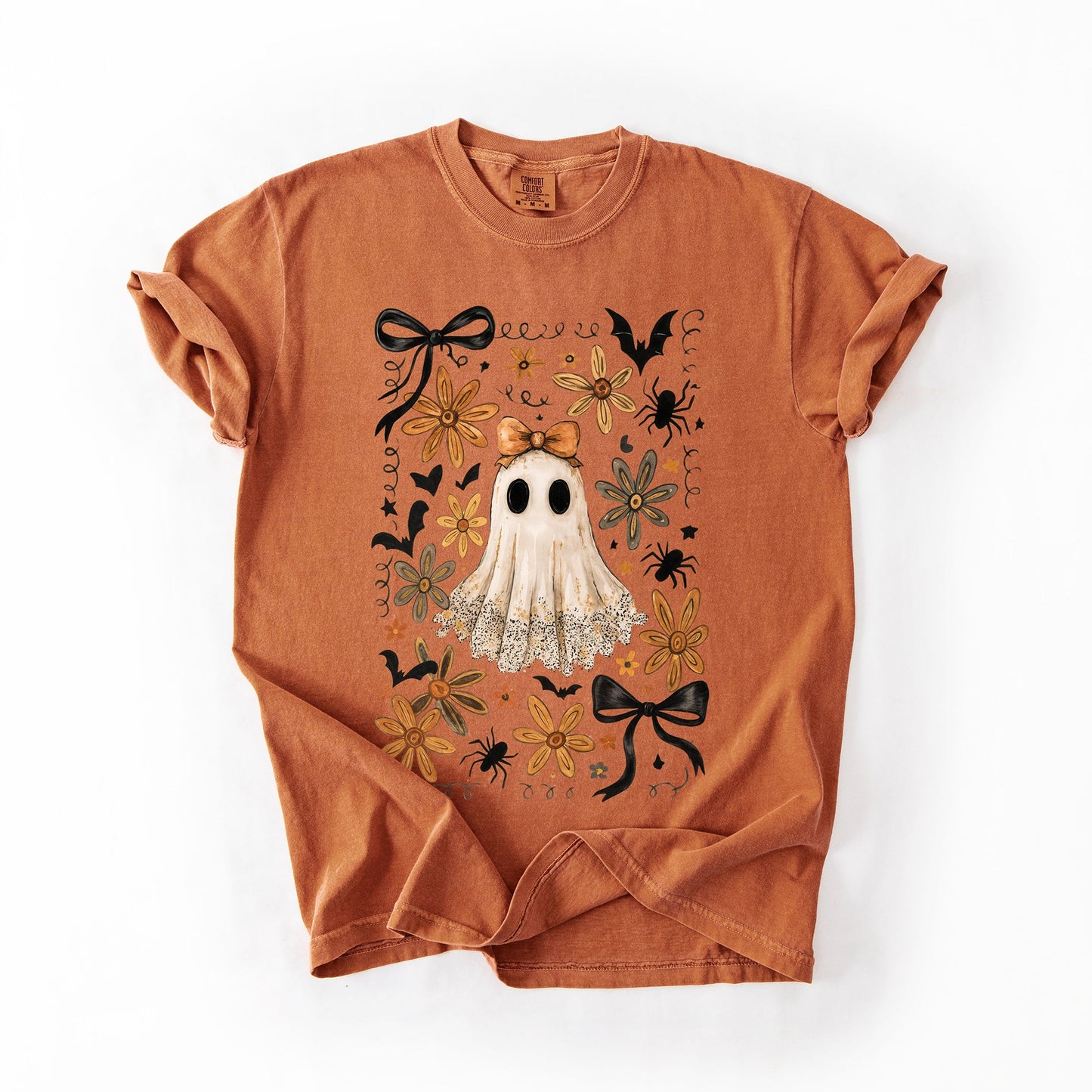Beautiful Halloween, Bows, Bats, Flowers, Comfort Colors T-Shirt