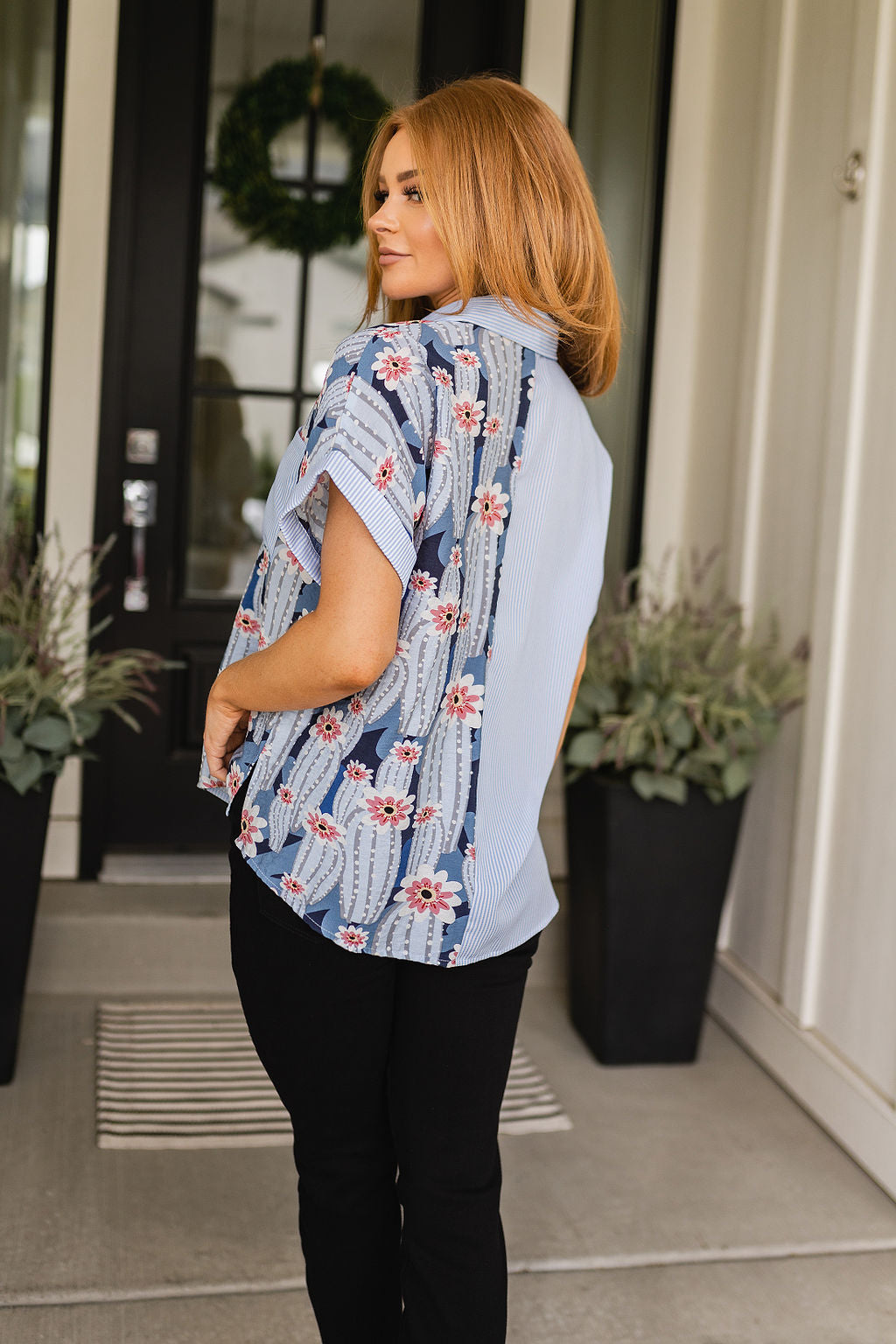 Best Of Both Worlds Mixed Print Button Down Top Sweet Rae's Boutique