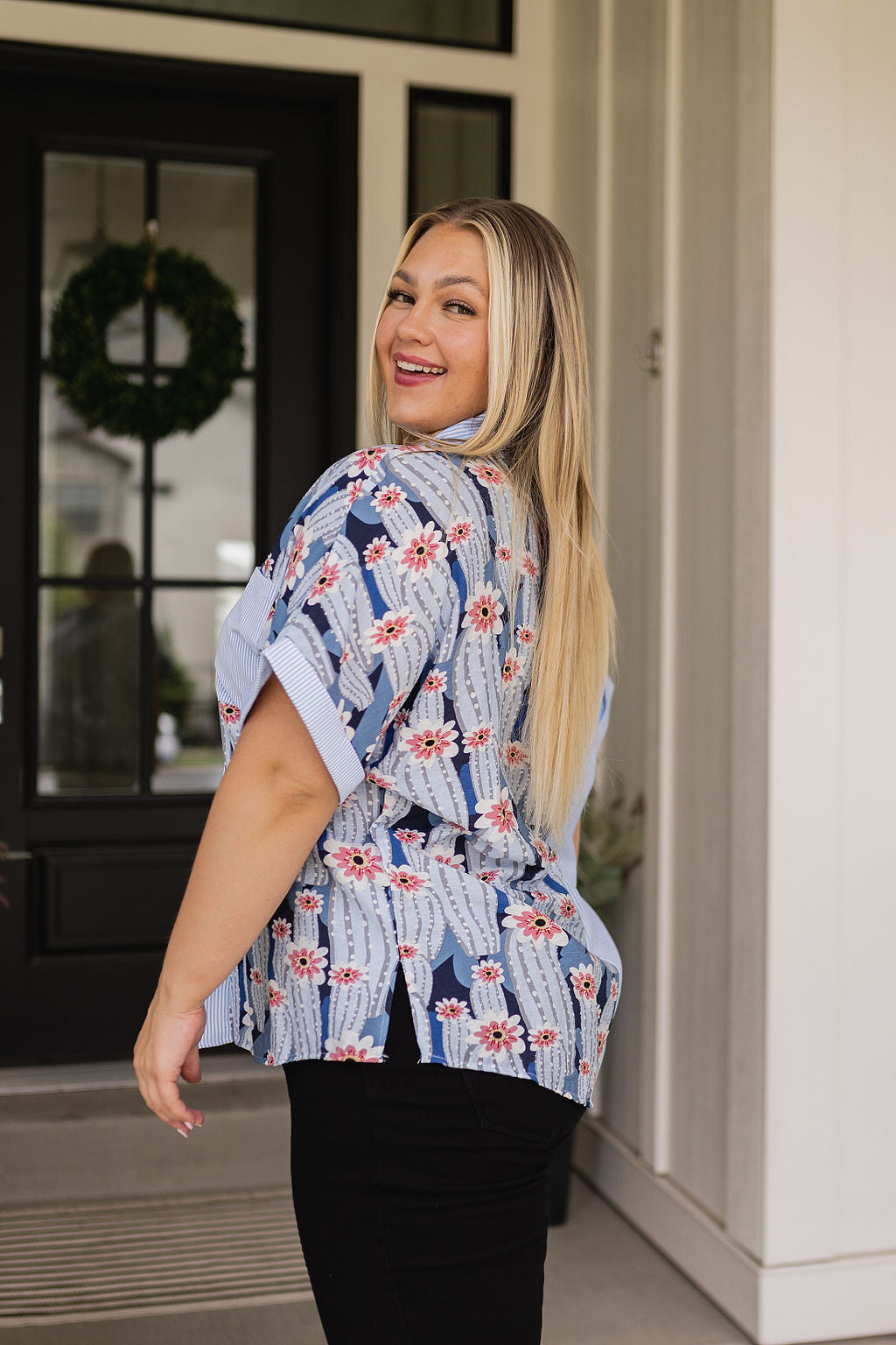 Best Of Both Worlds Mixed Print Button Down Top Sweet Rae's Boutique