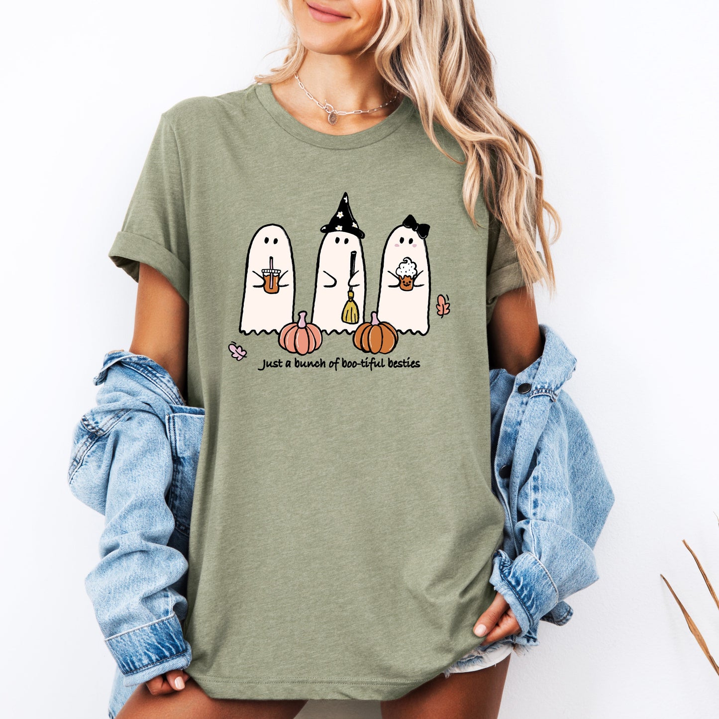 Besties, Halloween, Ghosts, Cute, Witch, Pumpkin, Tshirt