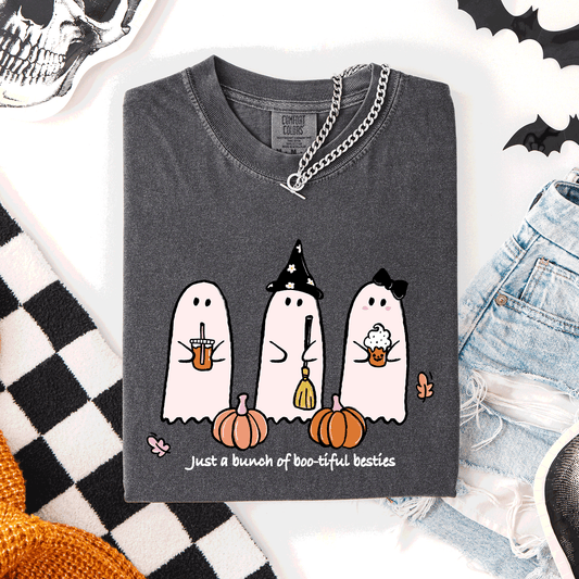 Besties, Halloween, Ghosts, Cute, Witch, Pumpkin, Comfort Colors T-Shirt