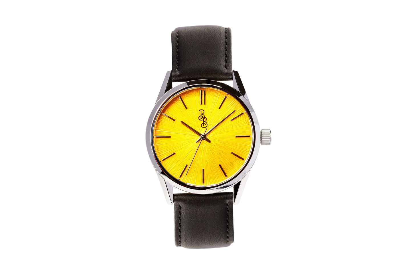 Yellow Sunburst Strap Watch 39mm 42mm Brown Leather Gray Appleskin Stainless Steel