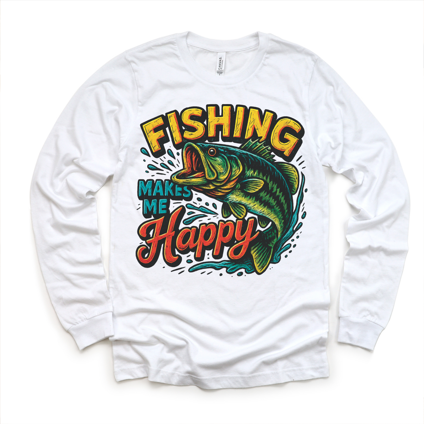 Fishing Make Me Happy Bass Fishing Outdoors Tee Shirt