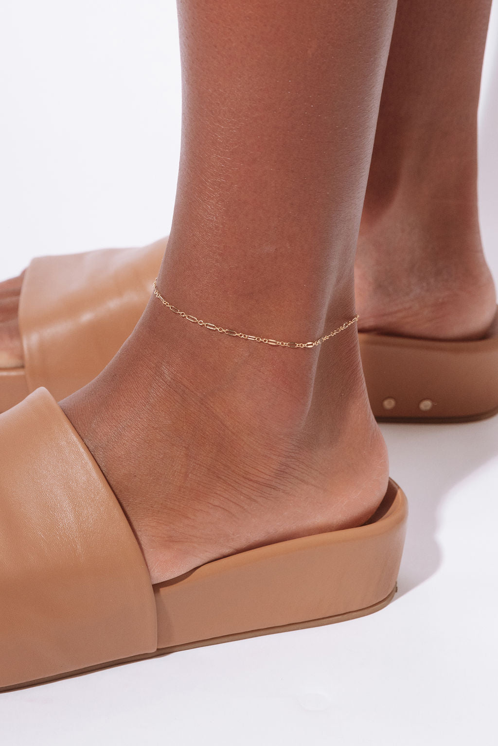 14k Gold Filled Dapped Chain Anklet Lobster Clasp Billie