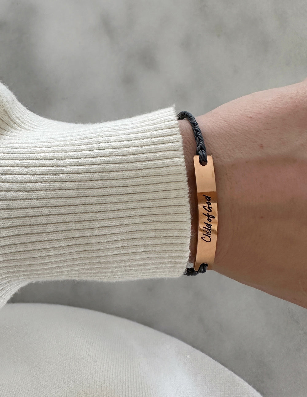Black Child of God Bracelet Natural Cotton Pouch Elevated Faith