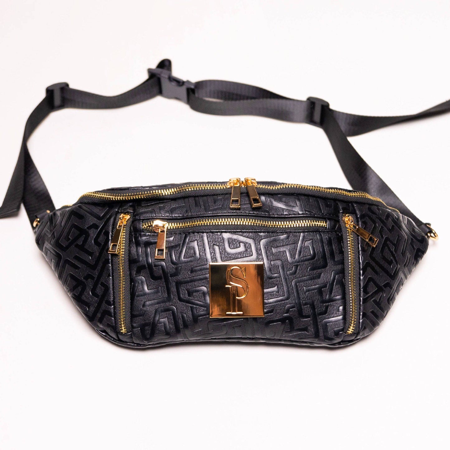Black Monogram Premium Leather Crossbody Bag