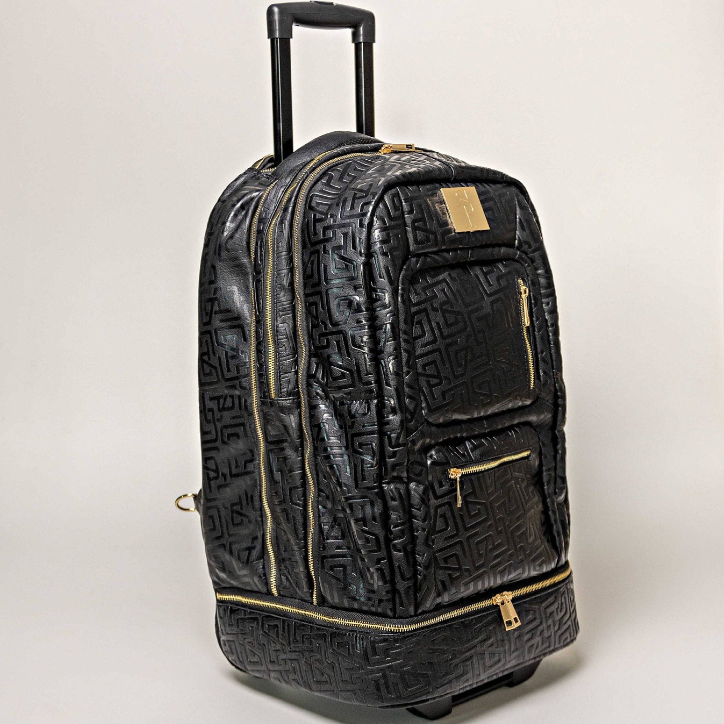 Black Monogram Leather Carry-On Roller Bag TSA-Approved Sole Premise