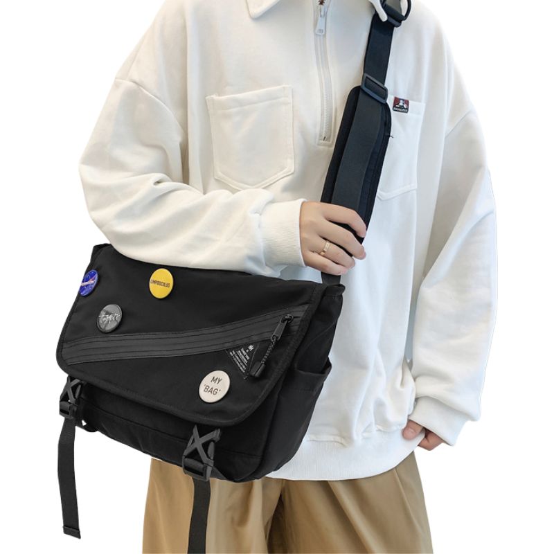 Black Nylon Messenger Bag