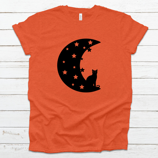 Black Moon Cat Graphic Tee Unisex Shirt