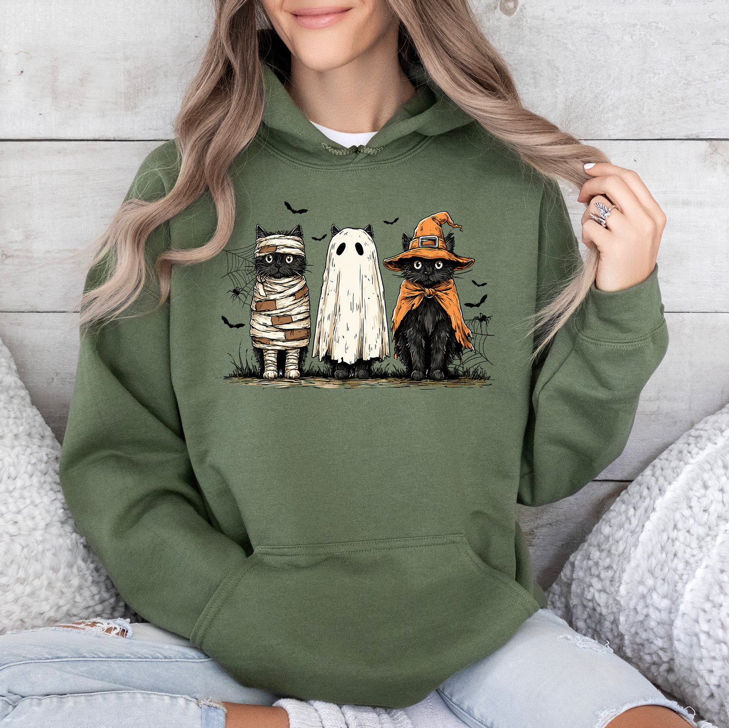 Black Cats Graphic Hoodie Gothic Halloween Hooded Sweatshirt Refinery Number One