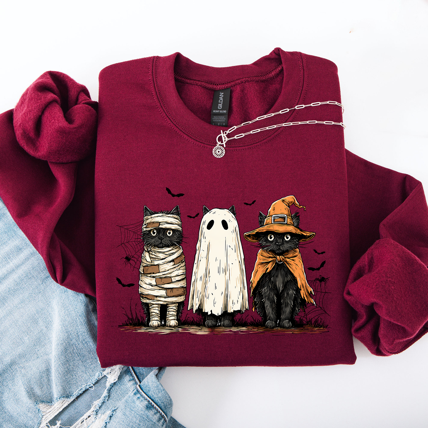 Black Cats Iridescent Print Halloween Cat Mama Sweatshirt