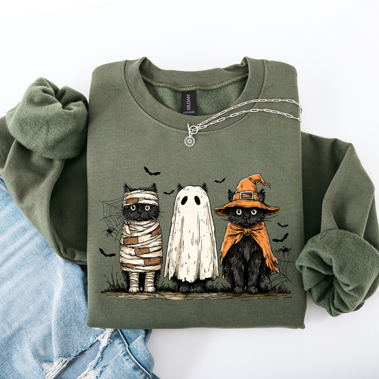 Black Cats Iridescent Print Halloween Cat Mama Sweatshirt