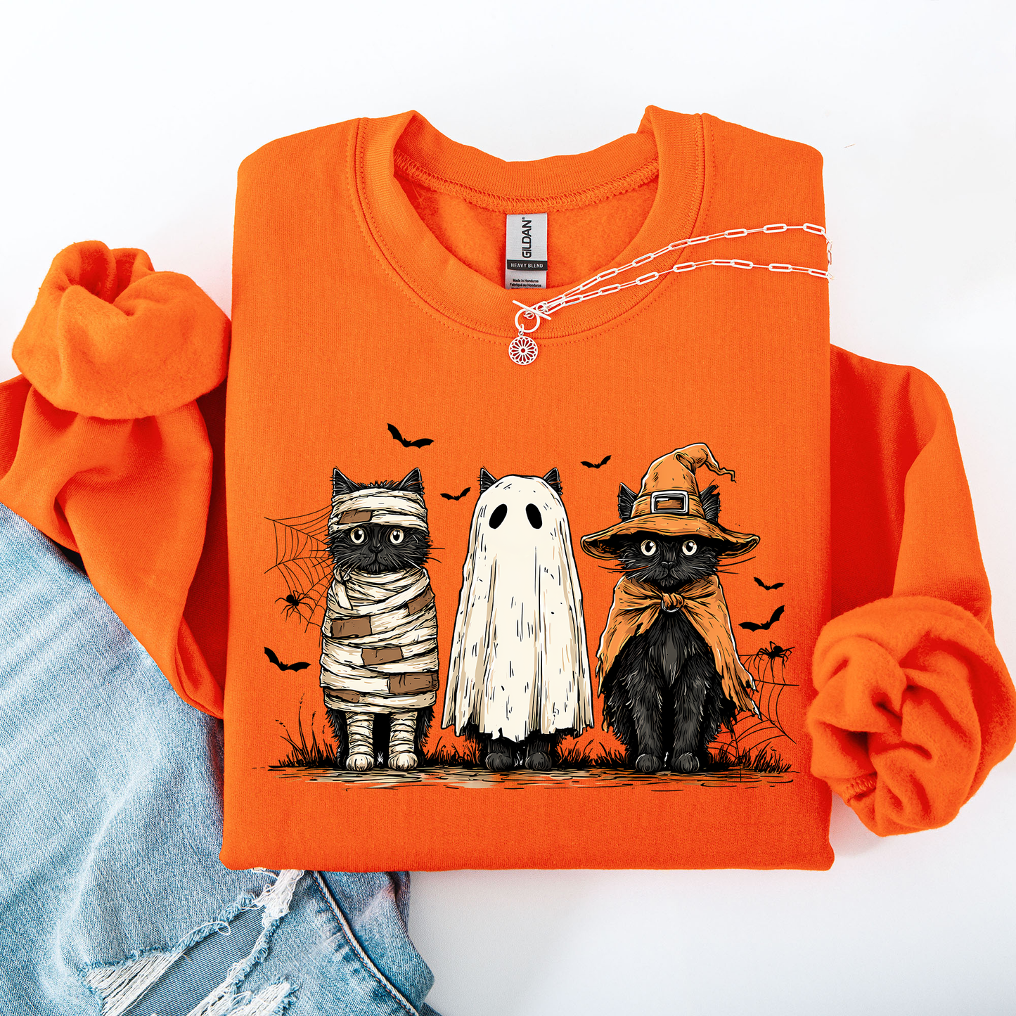 Black Cats Iridescent Print Halloween Cat Mama Sweatshirt