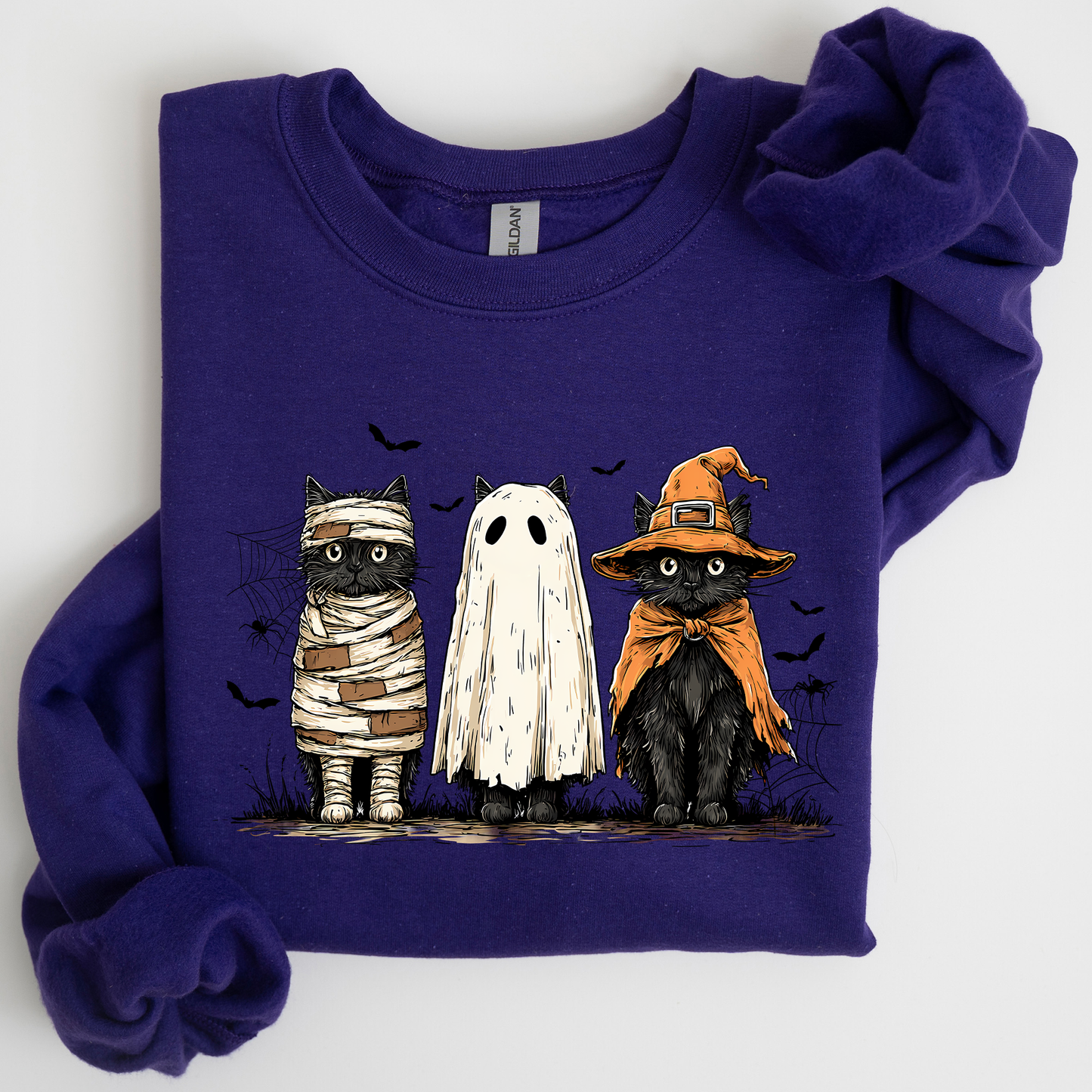 Black Cats Iridescent Print Halloween Cat Mama Sweatshirt