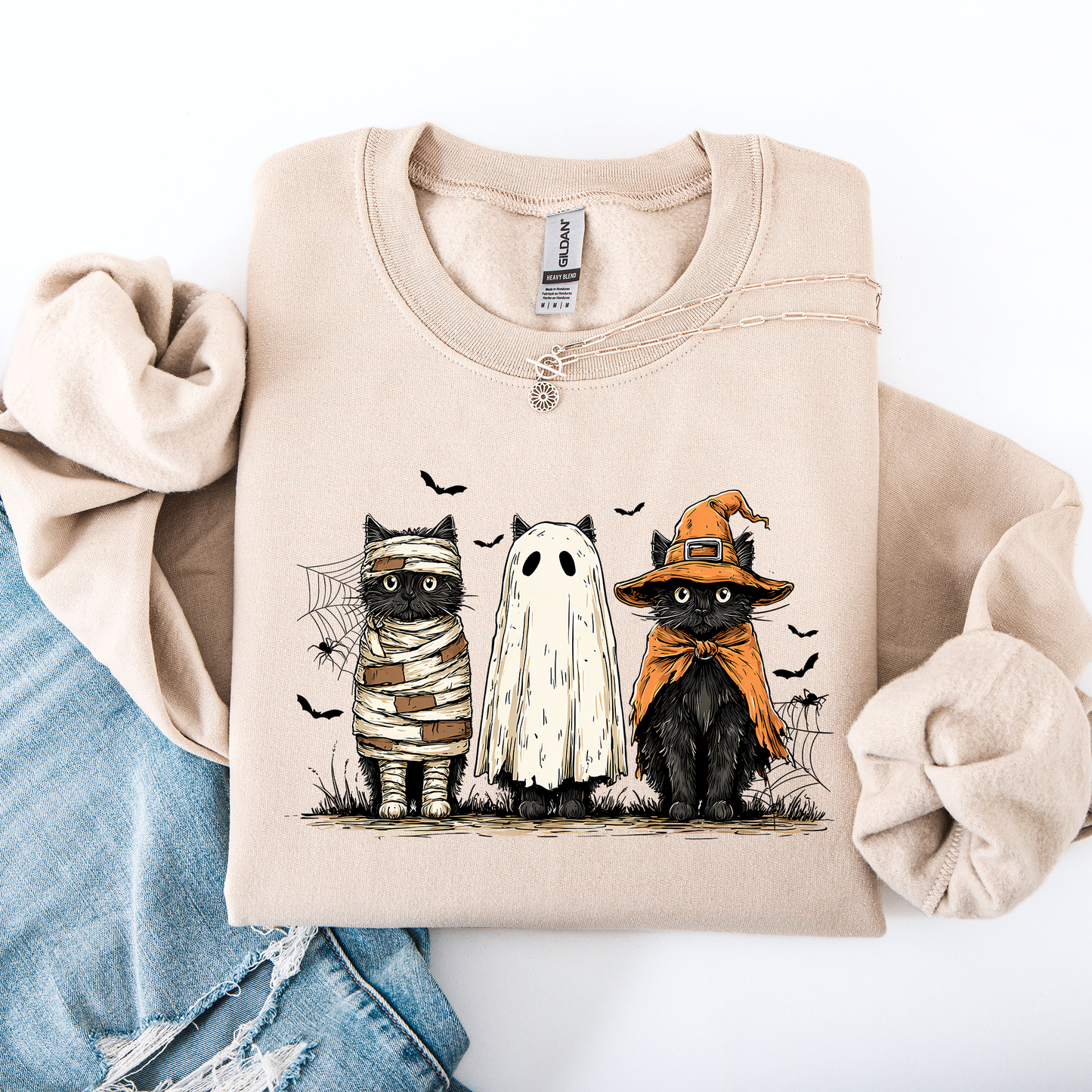 Black Cats Iridescent Print Halloween Cat Mama Sweatshirt