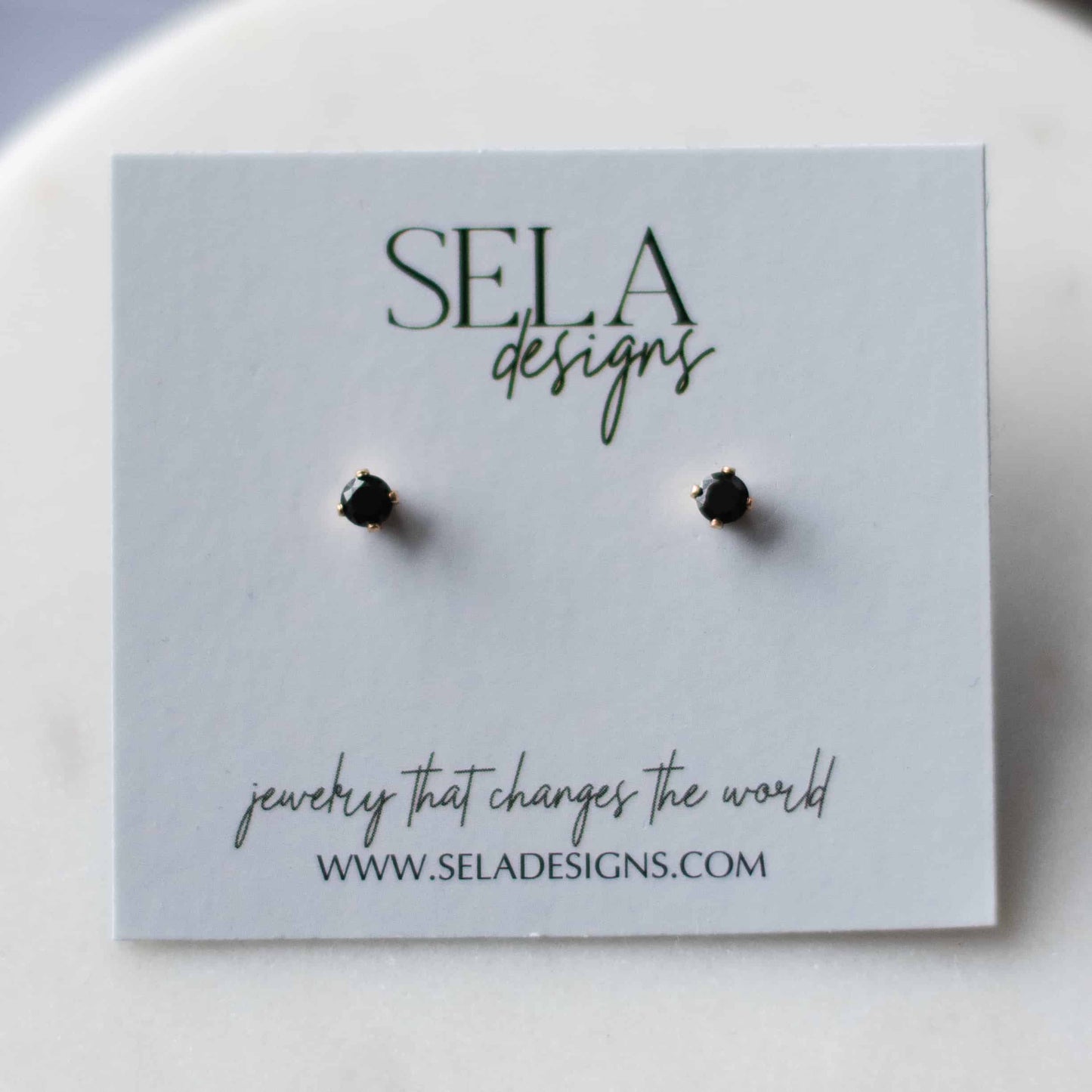 Black Crystal 14K Gold Filled Stud Earrings