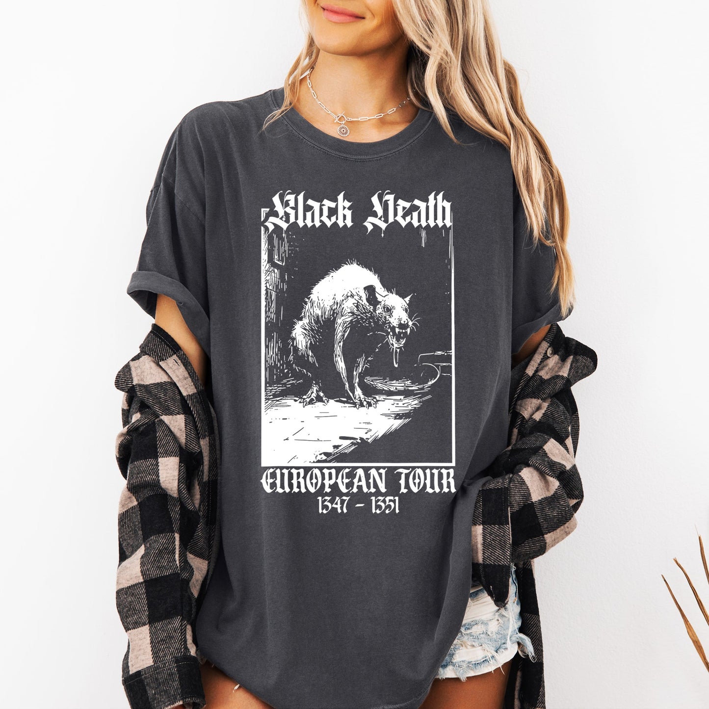 Black Death European Tour Rat Goth Halloween Funny Spooky Shirt Comfort Colors T-Shirt