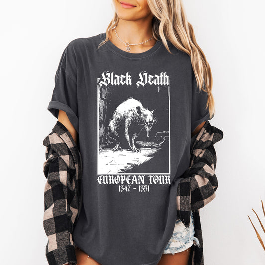 Black Death European Tour Rat Goth Halloween Funny Spooky Shirt Comfort Colors T-Shirt