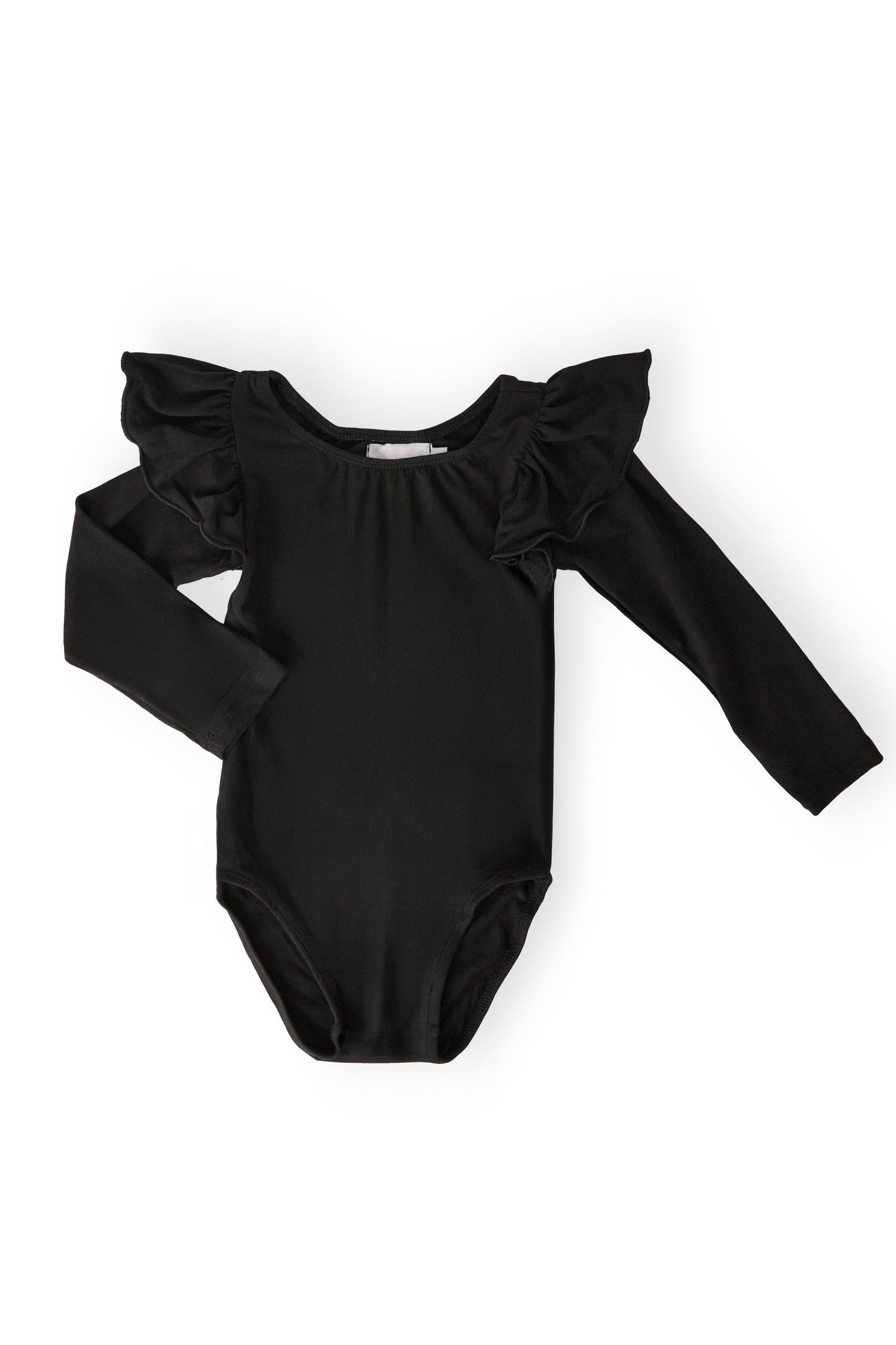 Black Long Sleeve Flutter Sleeve Leotard Mila & Rose