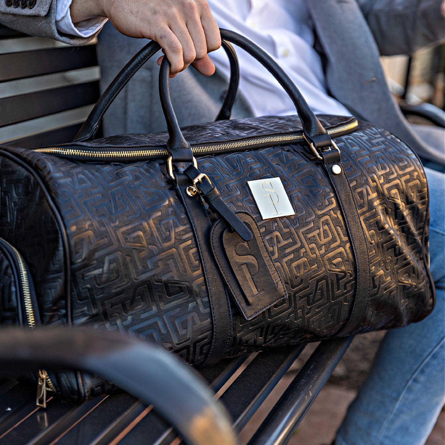 Monogram Leather 2 Bag Set Commuter and Duffle