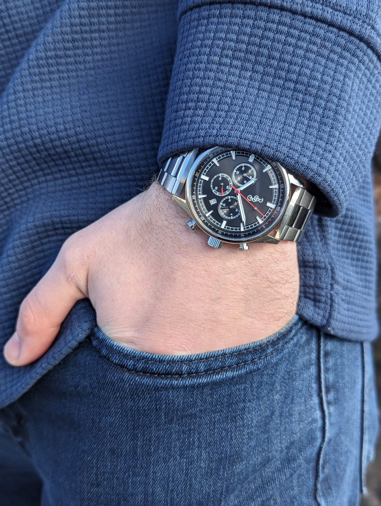 Black Sport Chronograph Black Silicone Strap Watch The Beyond Boring Watch Company