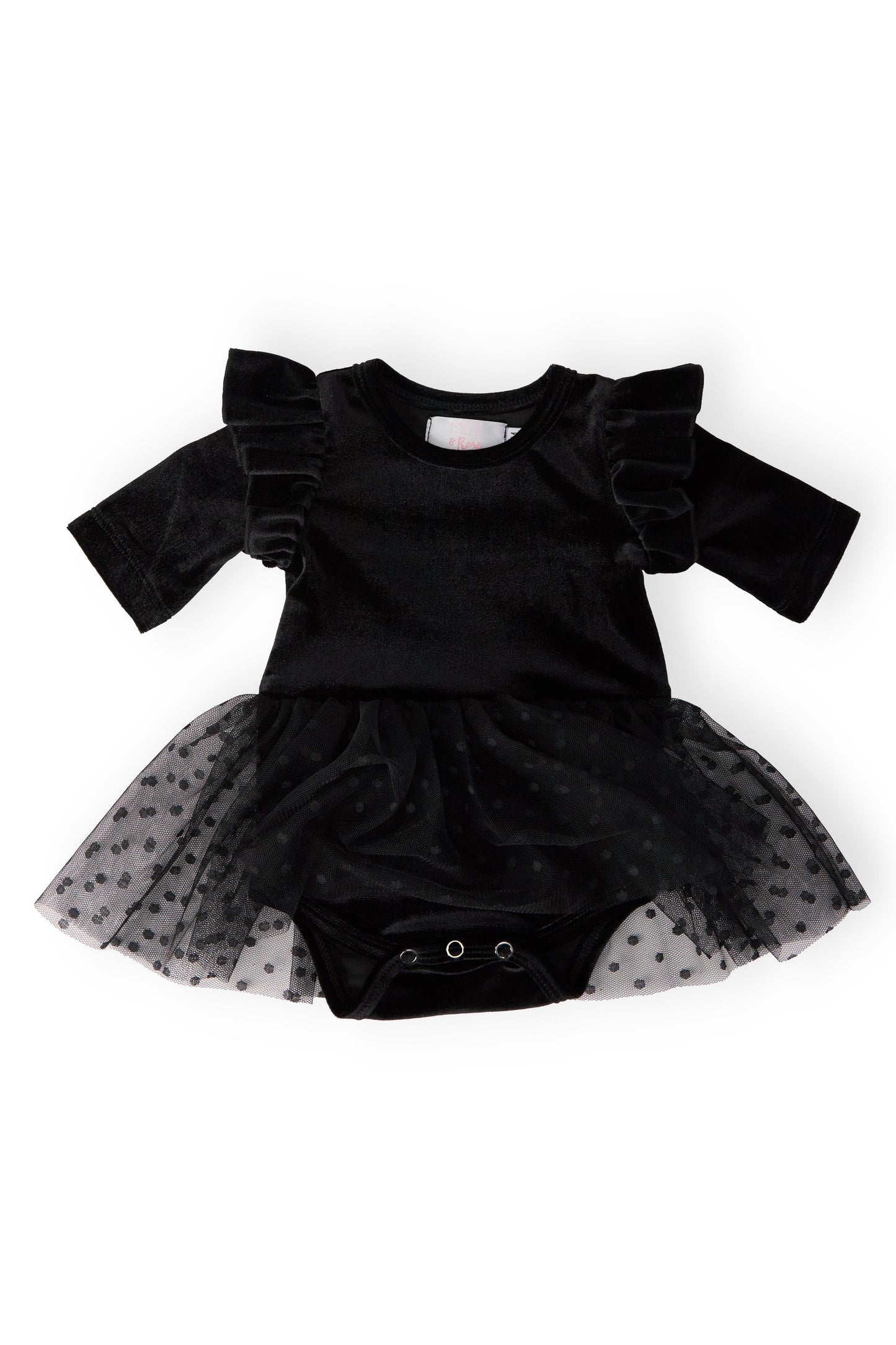 Black Velvet Tutu Bodysuit Soft Tulle Skirt Baby Clothing Mila & Rose