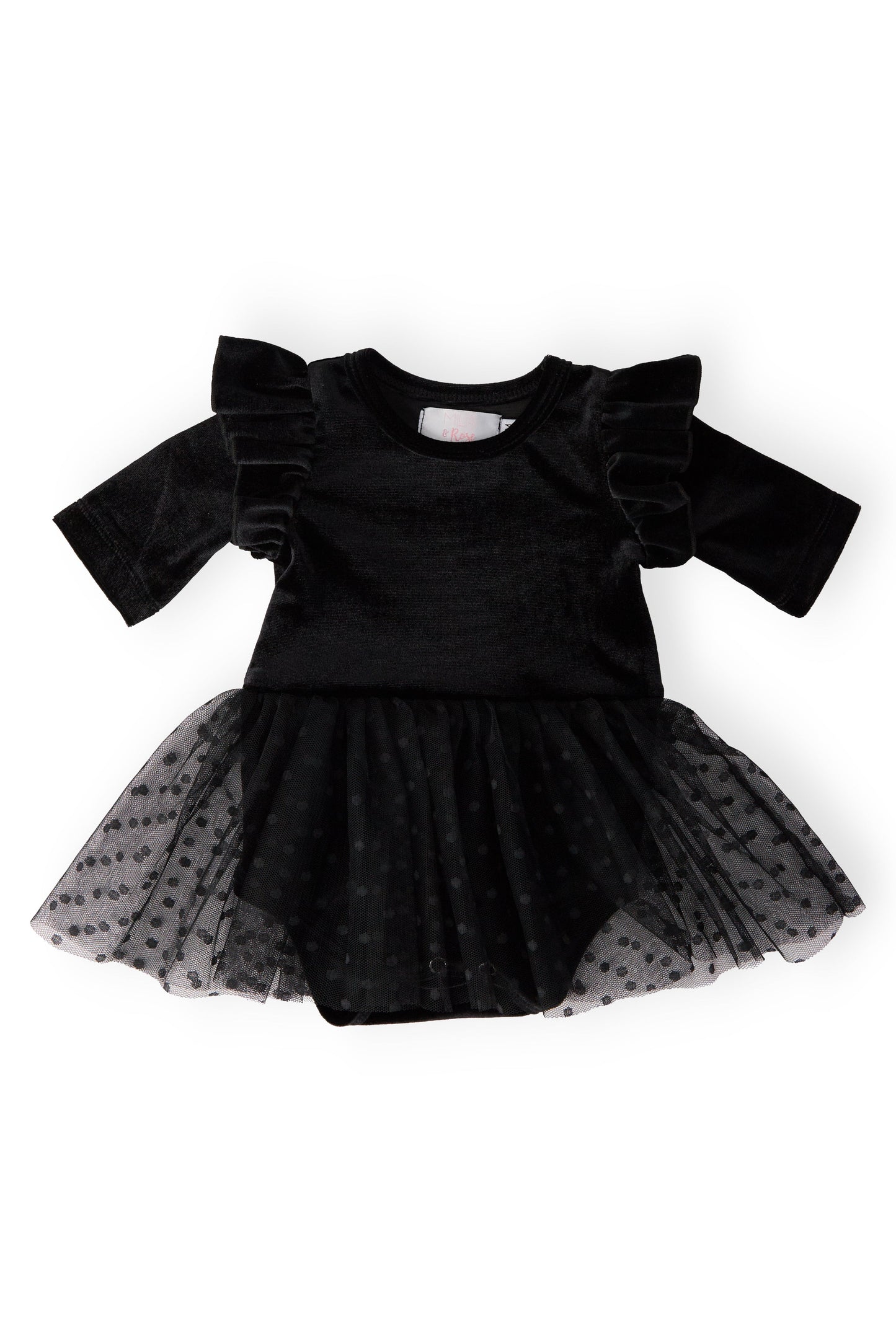 Black Velvet Tutu Bodysuit Soft Tulle Skirt Baby Clothing Mila & Rose