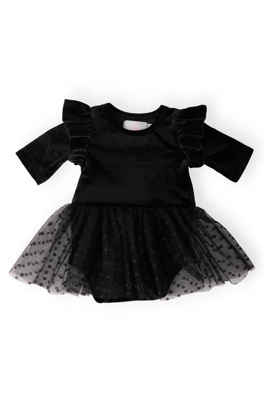 Black Velvet Tutu Bodysuit Soft Tulle Skirt Baby Clothing Mila & Rose