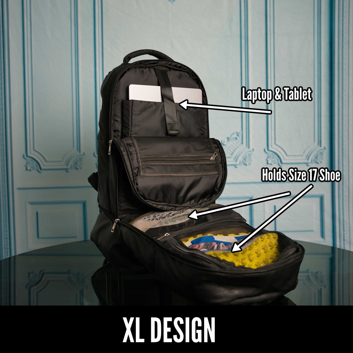 Black Leather XL Design Carry-on Bag TSA Approved