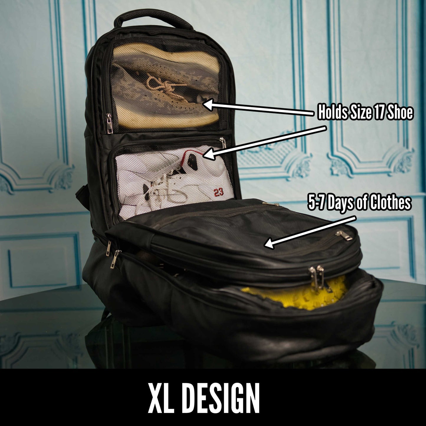 Black Leather XL Design Carry-on Bag TSA Approved