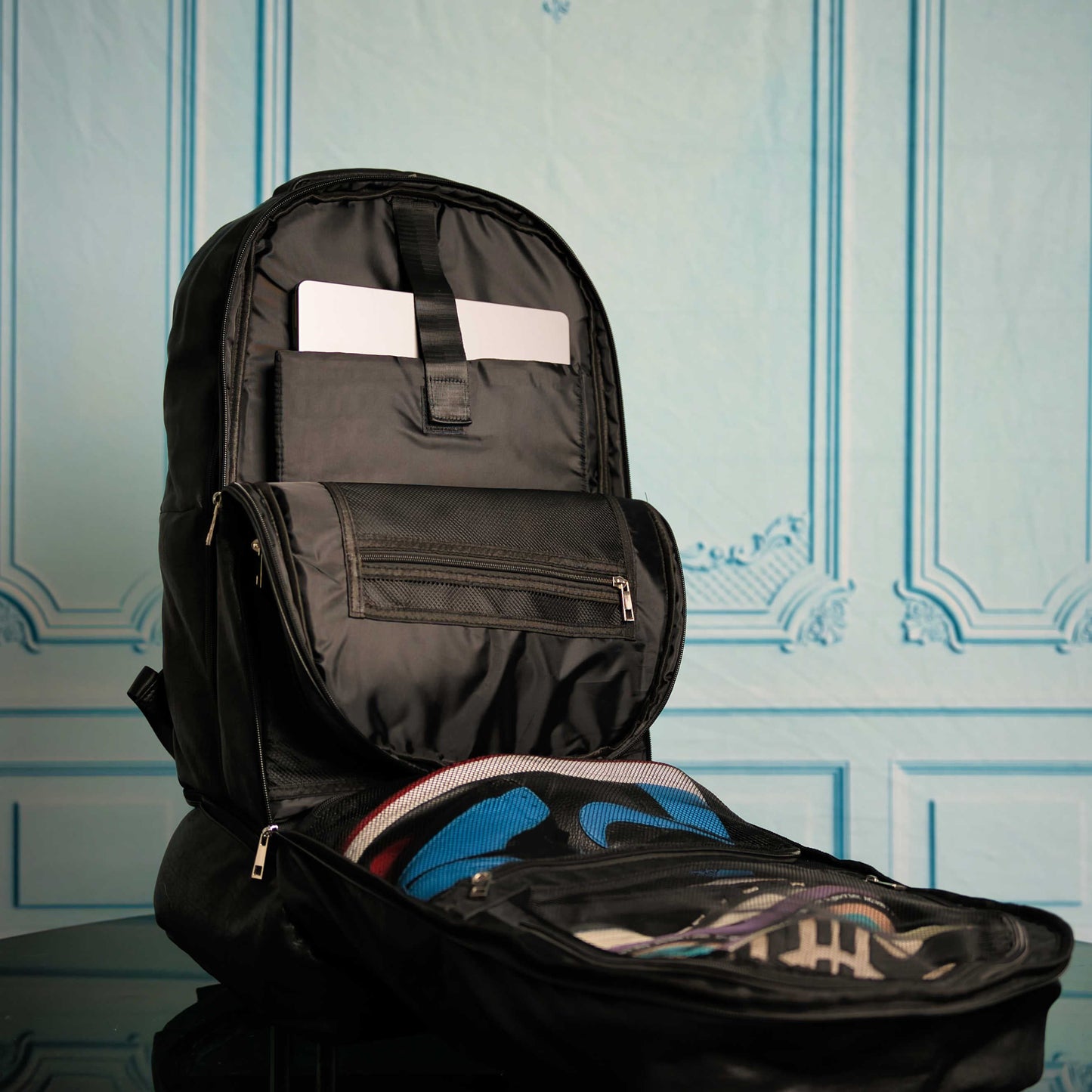 Black Leather Patented Carry On Backpack Sole Premise