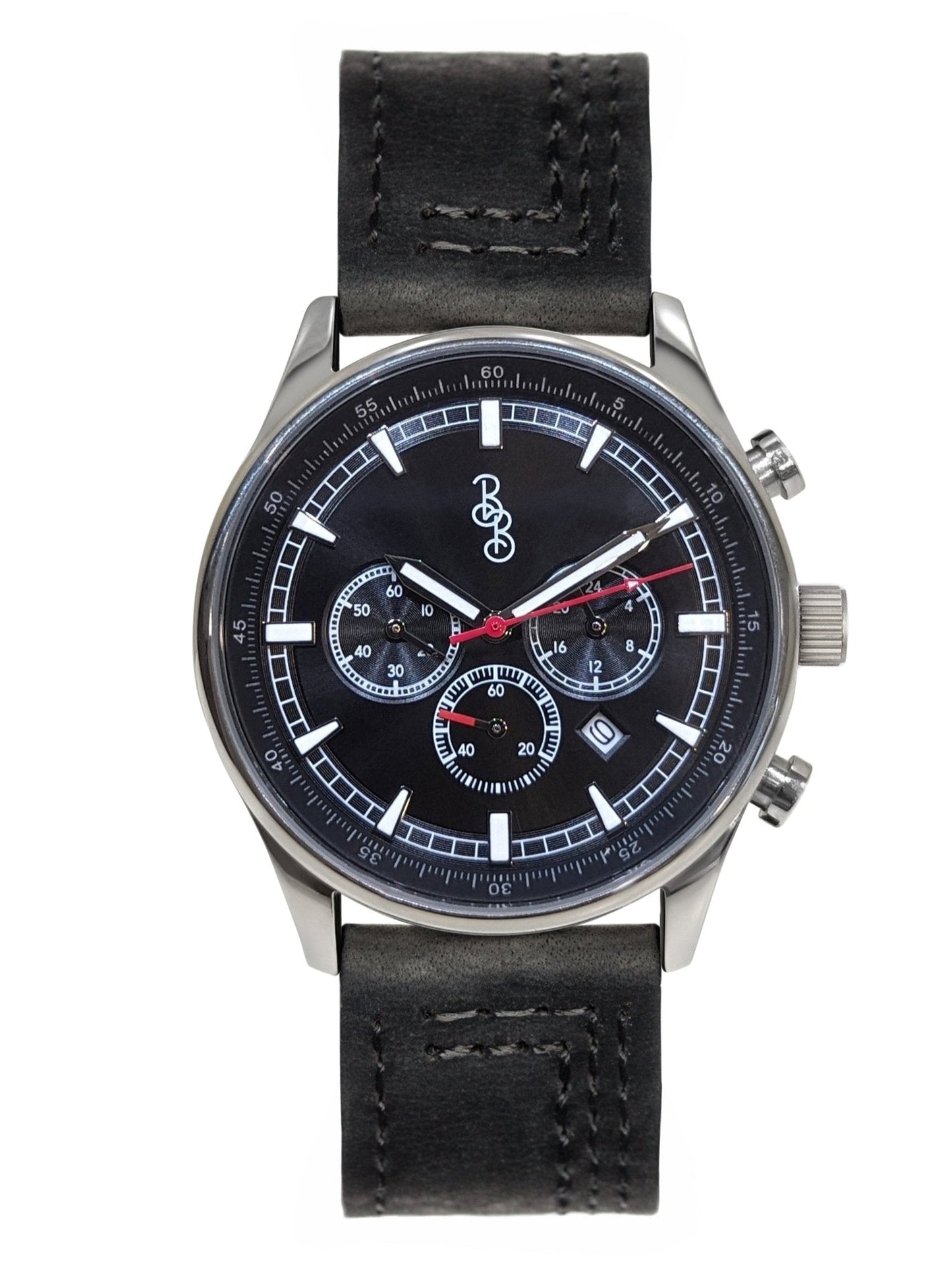 Black Sport Chronograph Black Silicone Strap Watch The Beyond Boring Watch Company