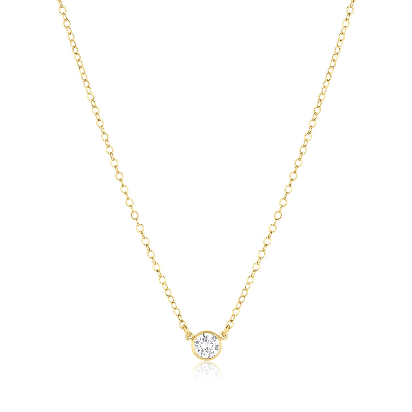 14k Gold Filled Blake Necklace with 6mm Cubic Zirconia Connector