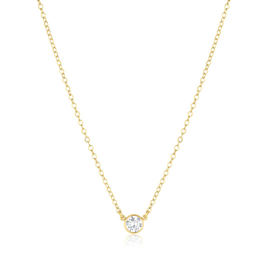 14k Gold Filled Blake Necklace with 6mm Cubic Zirconia Connector