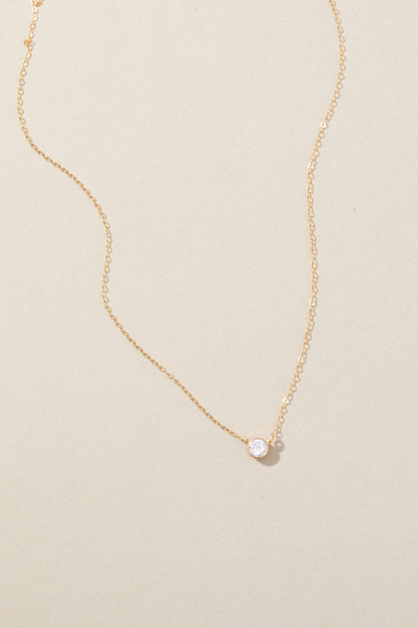 14k Gold Filled Blake Necklace with 6mm Cubic Zirconia Connector