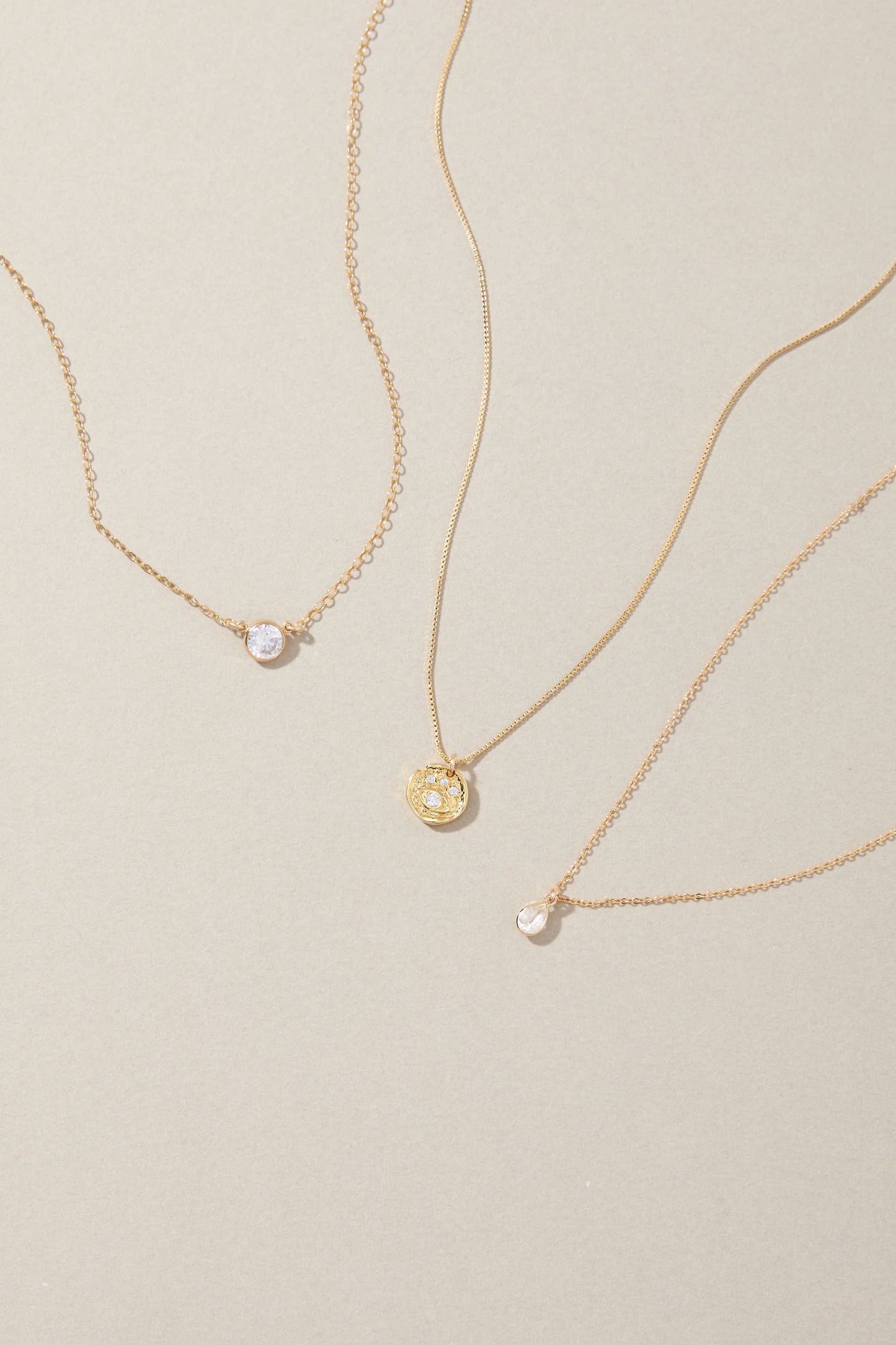 14k Gold Filled Blake Necklace with 6mm Cubic Zirconia Connector