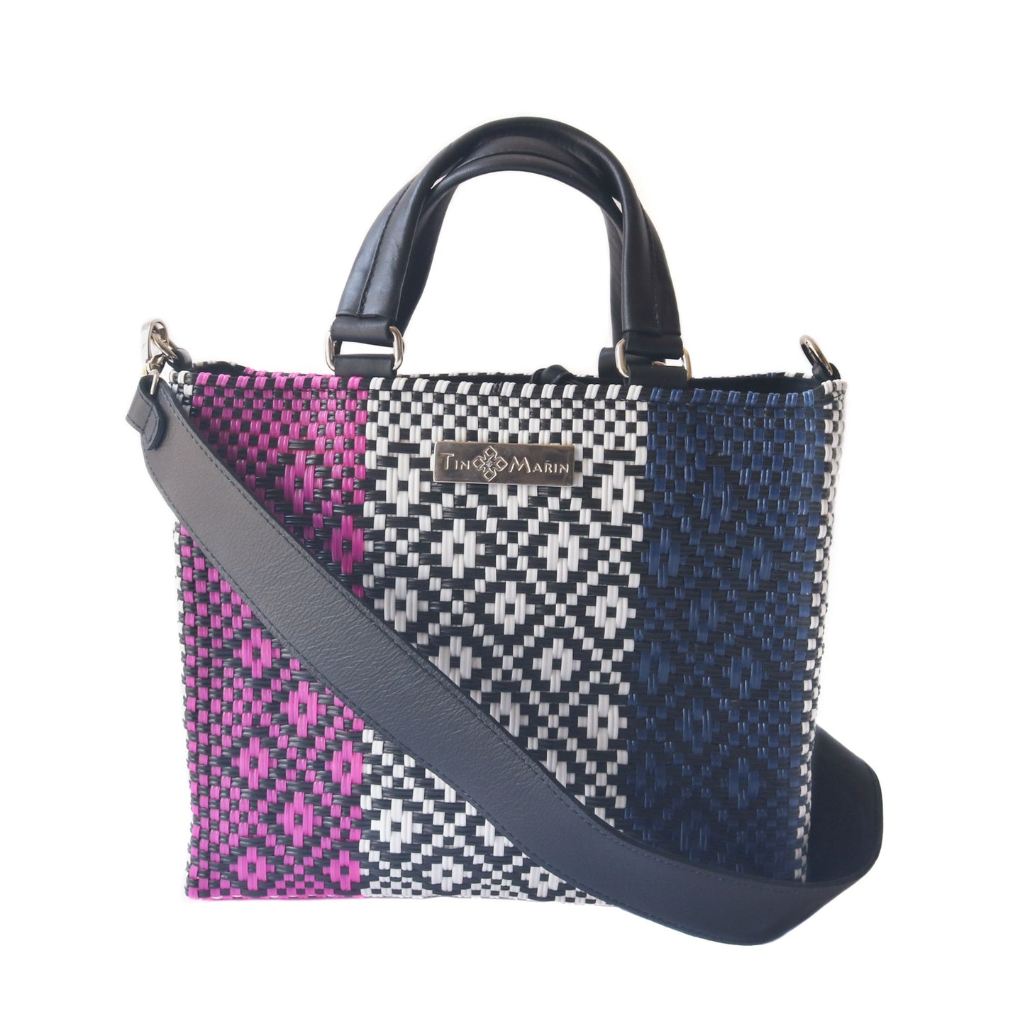 Medium Woven Crossbody Drawstring Bag Bloom